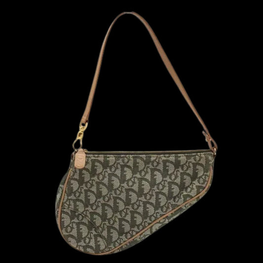 Green Canvas Dior Saddle Bag