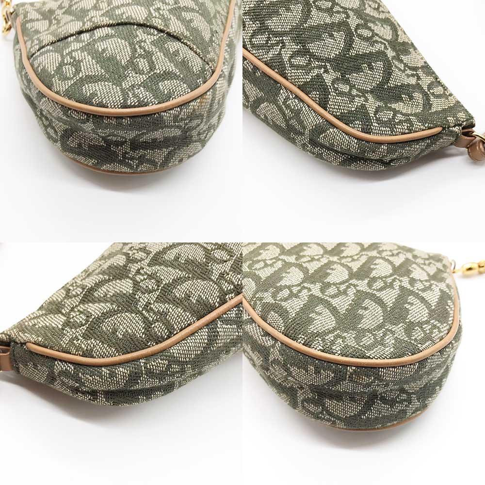 Green Canvas Dior Saddle Bag