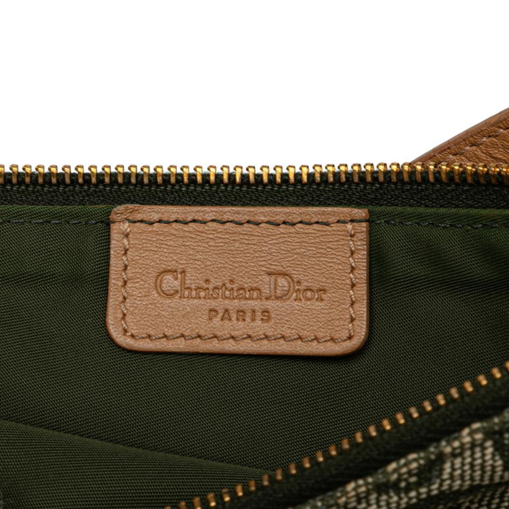 Green Canvas Dior Saddle Bag