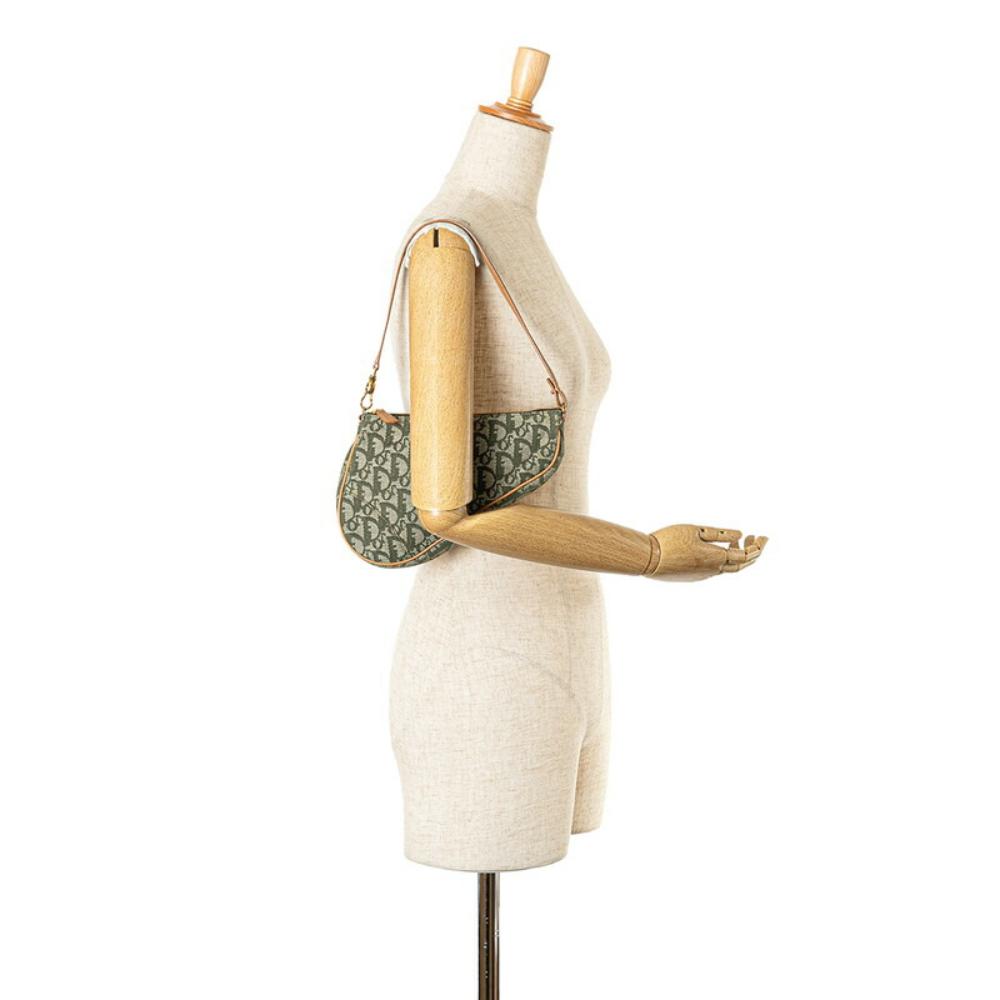 Green Canvas Dior Saddle Bag