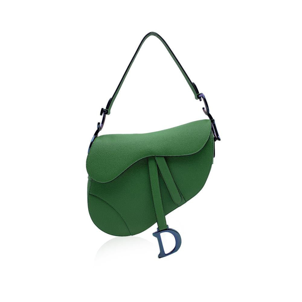 Green Fabric Dior Saddle Bag