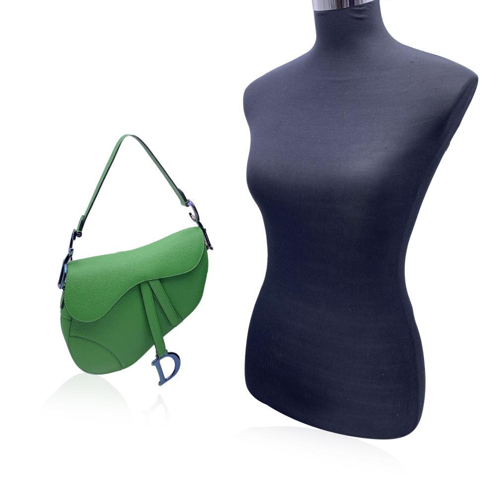 Green Fabric Dior Saddle Bag