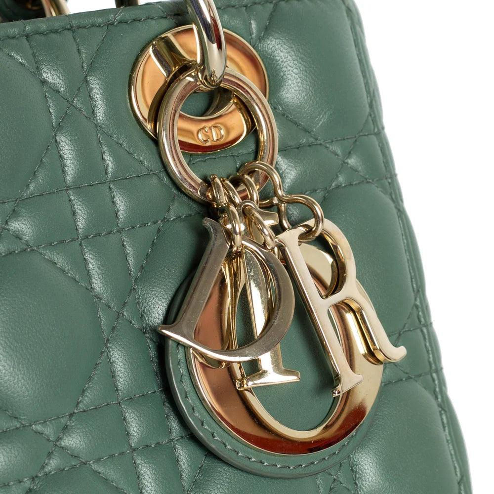 Green Leather Dior Lady Dior
