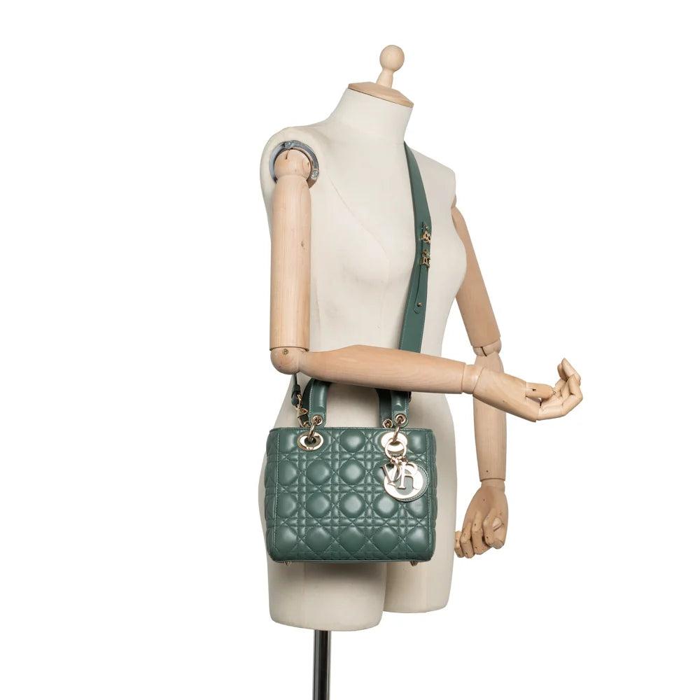 Green Leather Dior Lady Dior