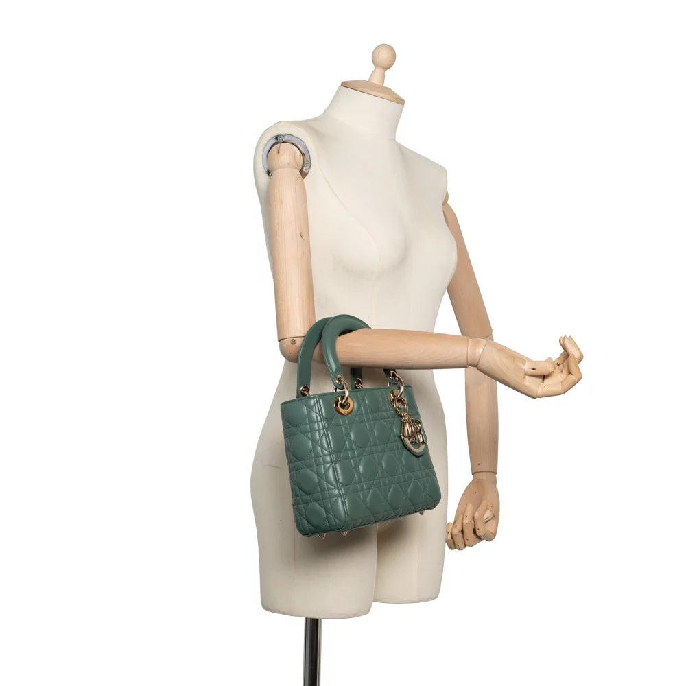 Green Leather Dior Lady Dior