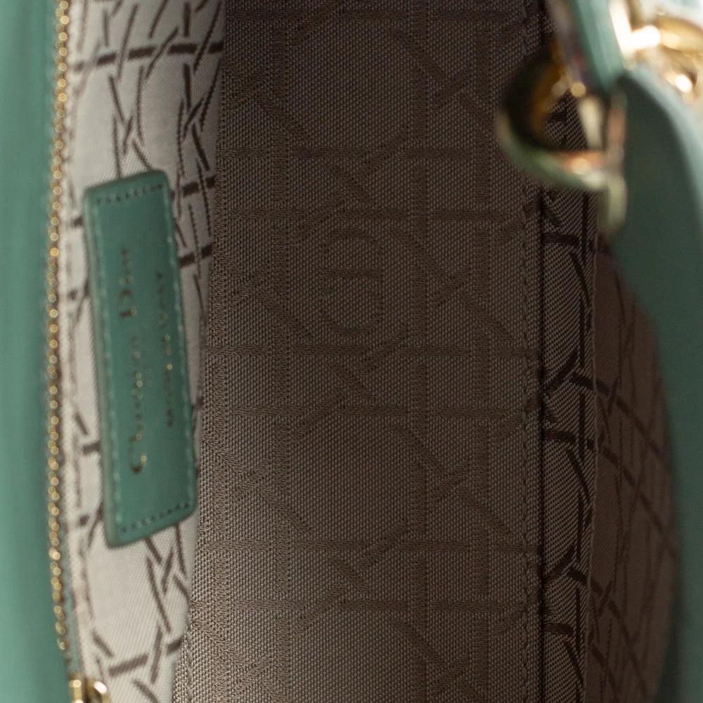 Green Leather Dior Lady Dior