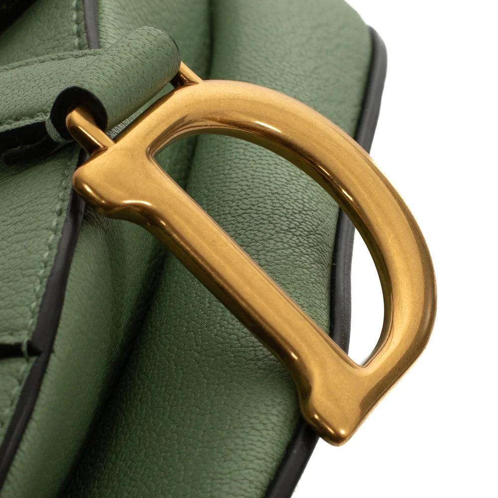 Green Leather Dior Saddle Bag