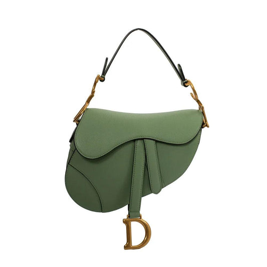 Green Leather Dior Saddle Bag