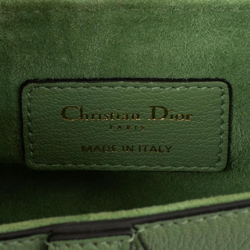 Green Leather Dior Saddle Bag