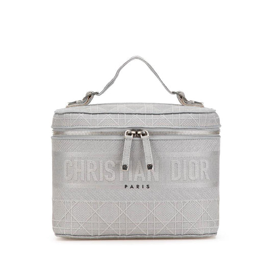 Grey Canvas Dior Vanity Bag
