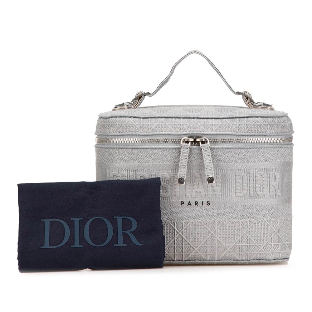 Grey Canvas Dior Vanity Bag