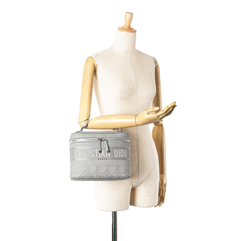 Grey Canvas Dior Vanity Bag