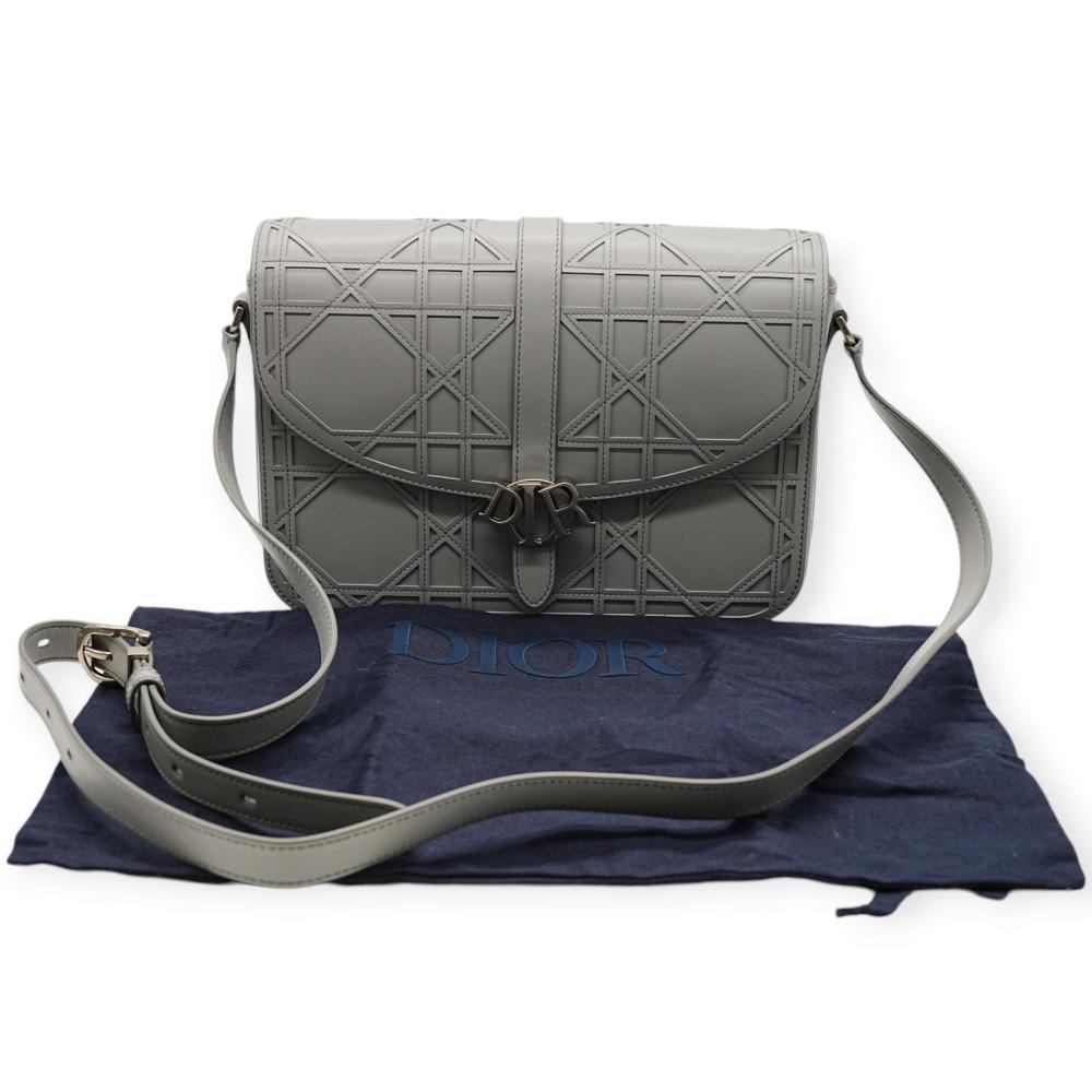 Grey Leather Dior Shoulder Bag