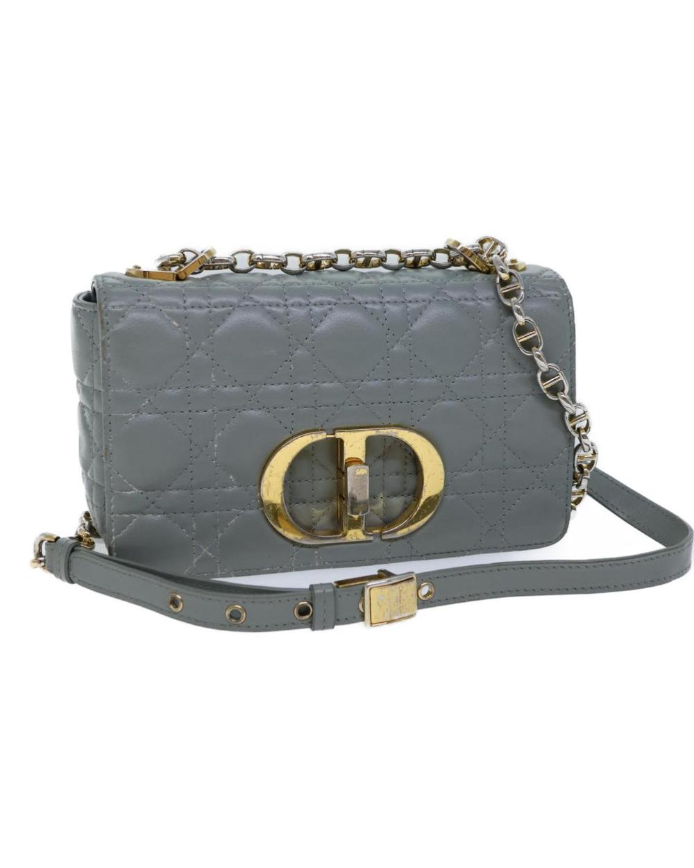 Grey Leather Dior Shoulder Bag