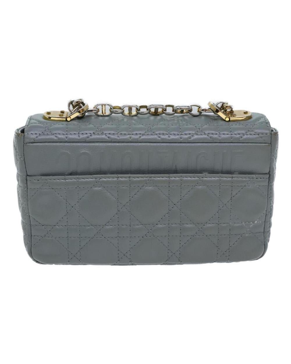 Grey Leather Dior Shoulder Bag