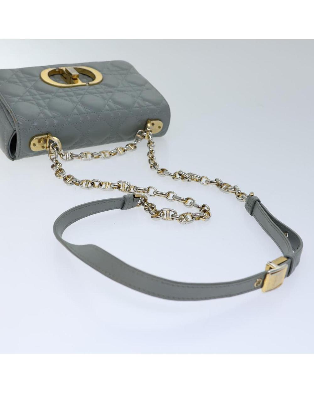 Grey Leather Dior Shoulder Bag