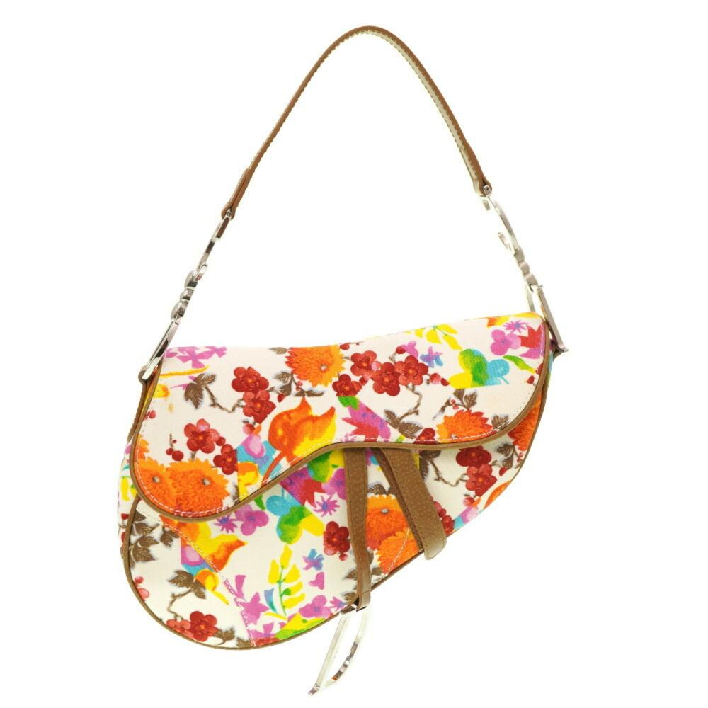 Multicolor Fabric Dior Saddle Bag