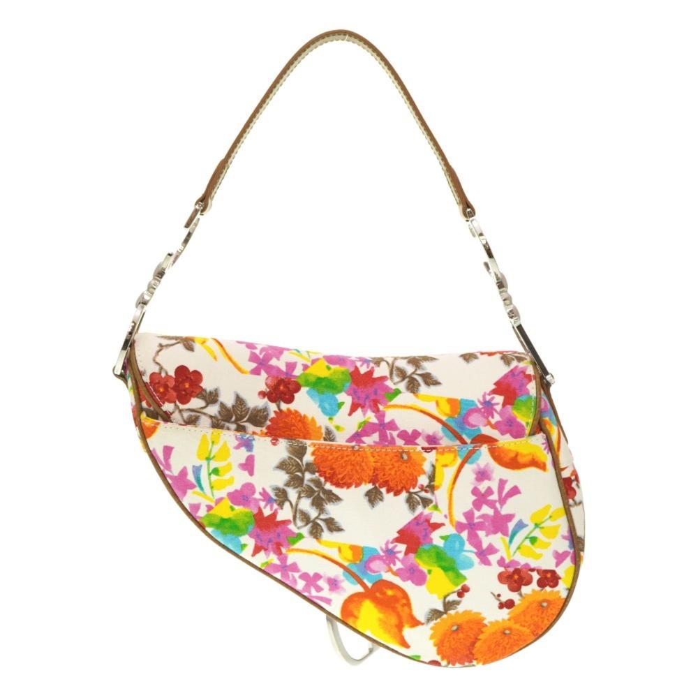 Multicolor Fabric Dior Saddle Bag