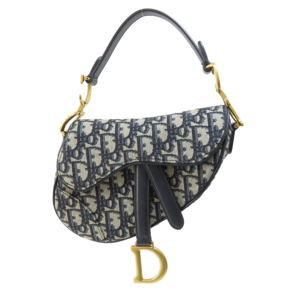 Navy Canvas Dior Saddle Bag