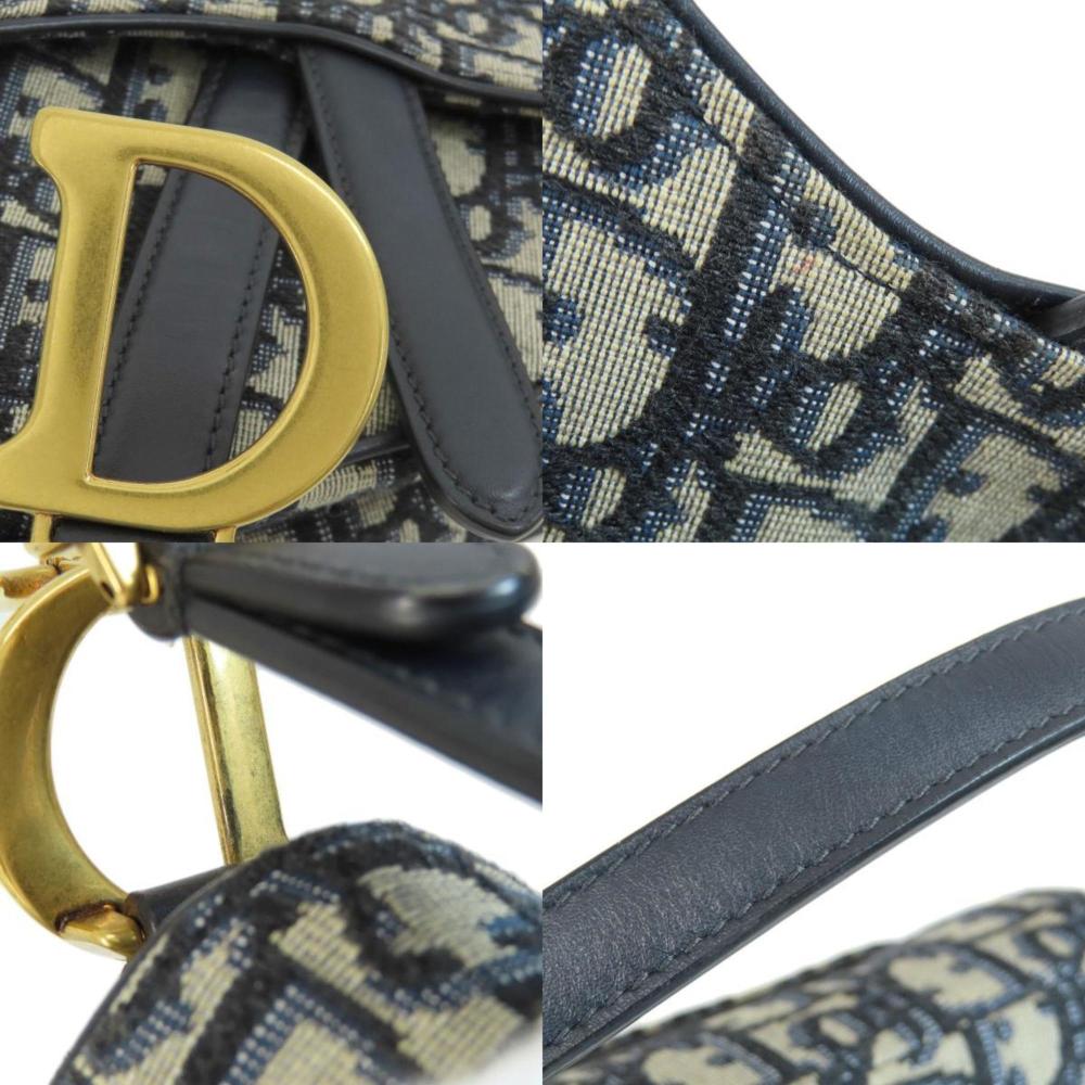 Navy Canvas Dior Saddle Bag