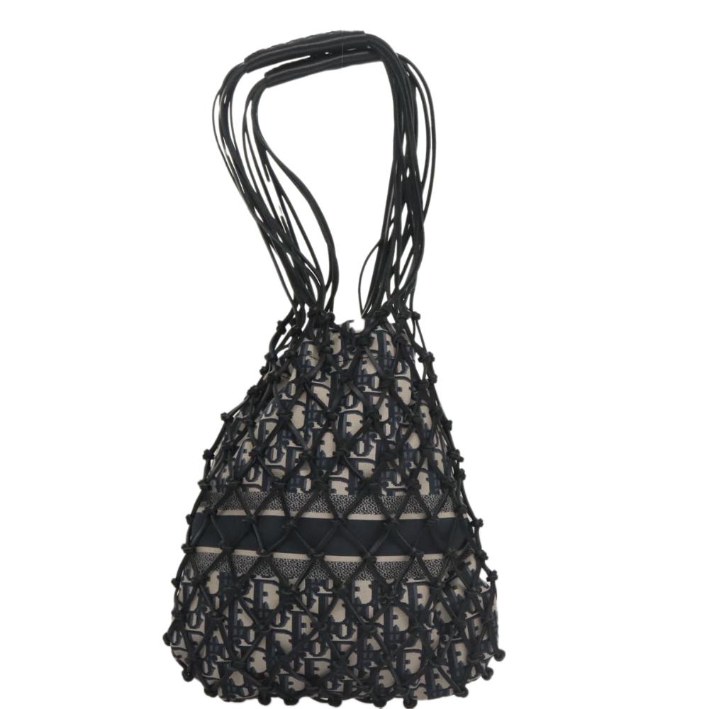 Navy Canvas Dior Shoulder Bag