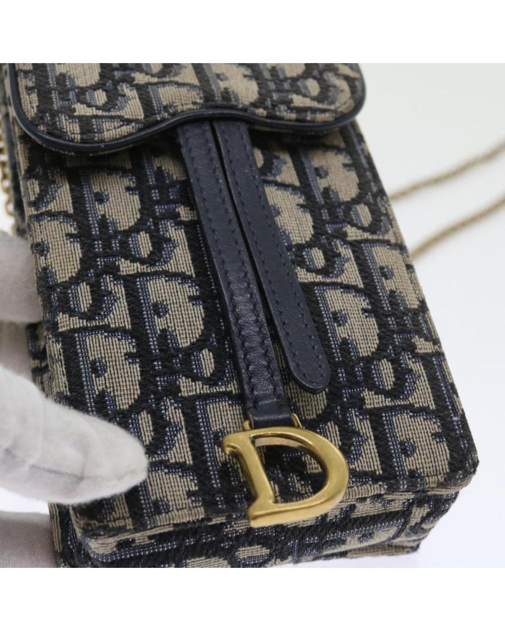 Navy Canvas Dior Trotter Crossbody Bag