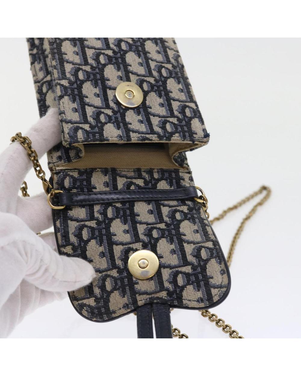 Navy Canvas Dior Trotter Crossbody Bag