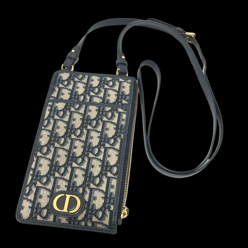 Navy Fabric Dior Saddle Bag