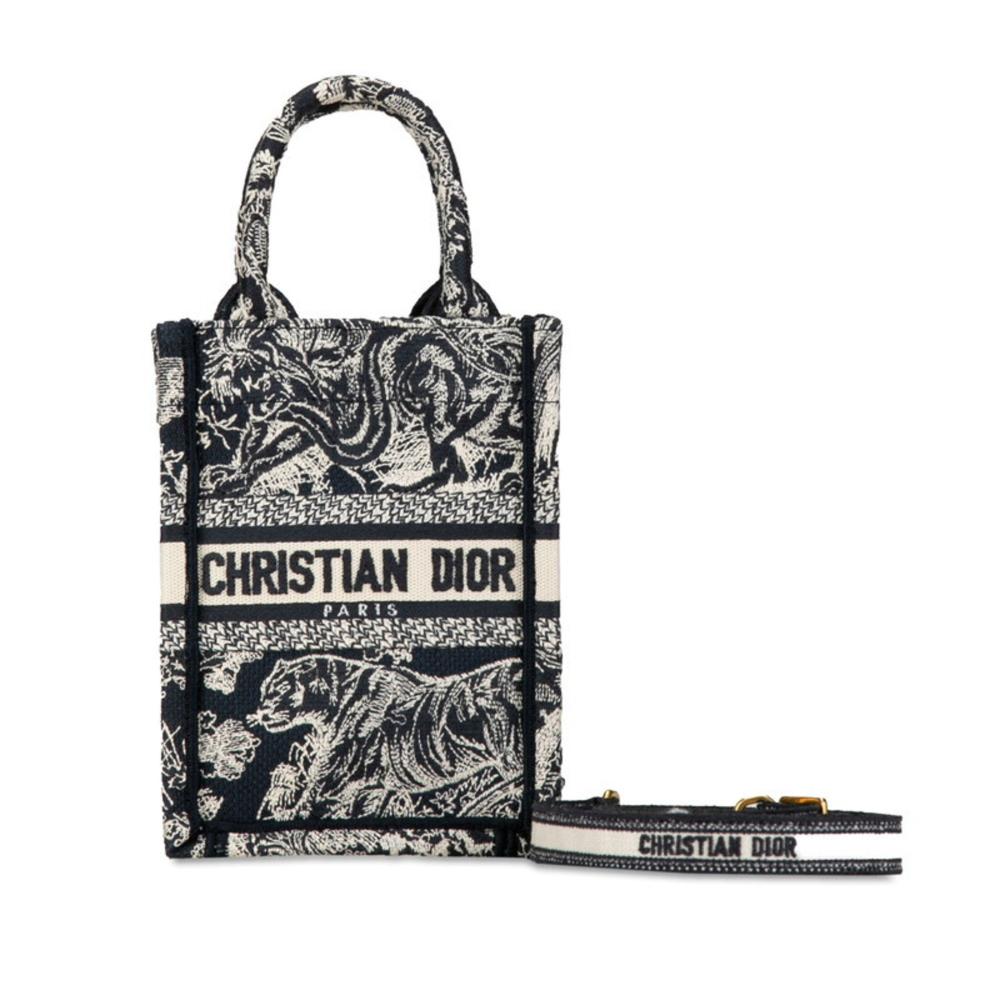 Navy Fabric Dior Shoulder Bag