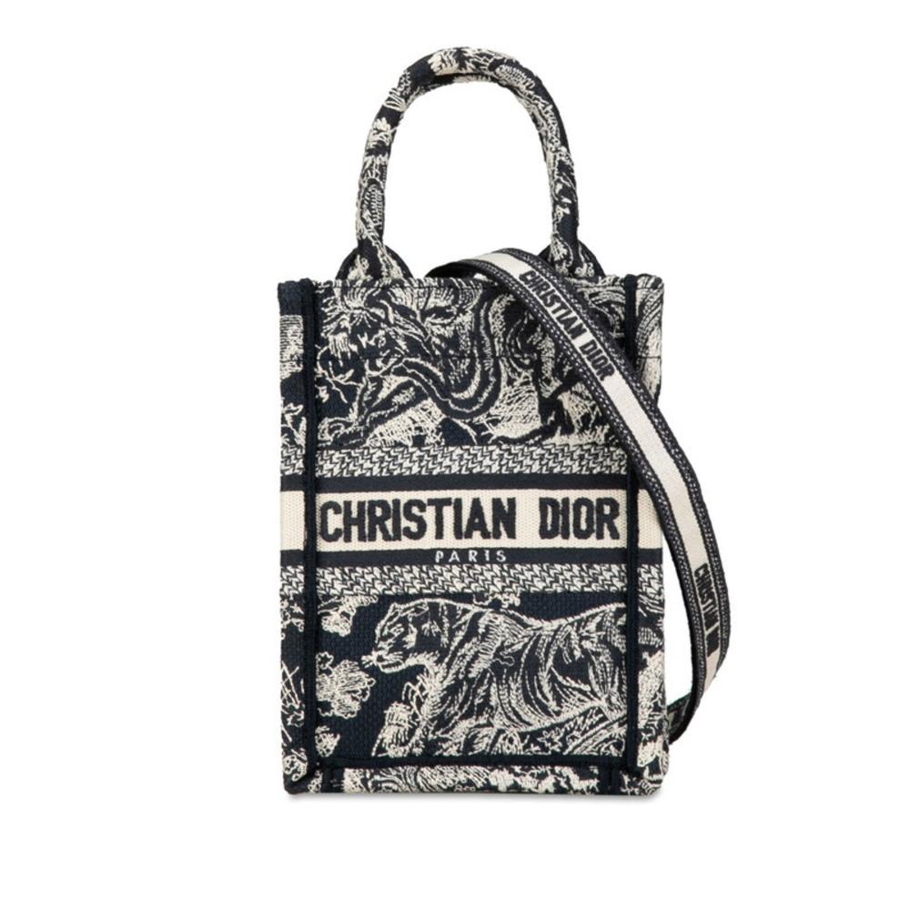 Navy Fabric Dior Shoulder Bag