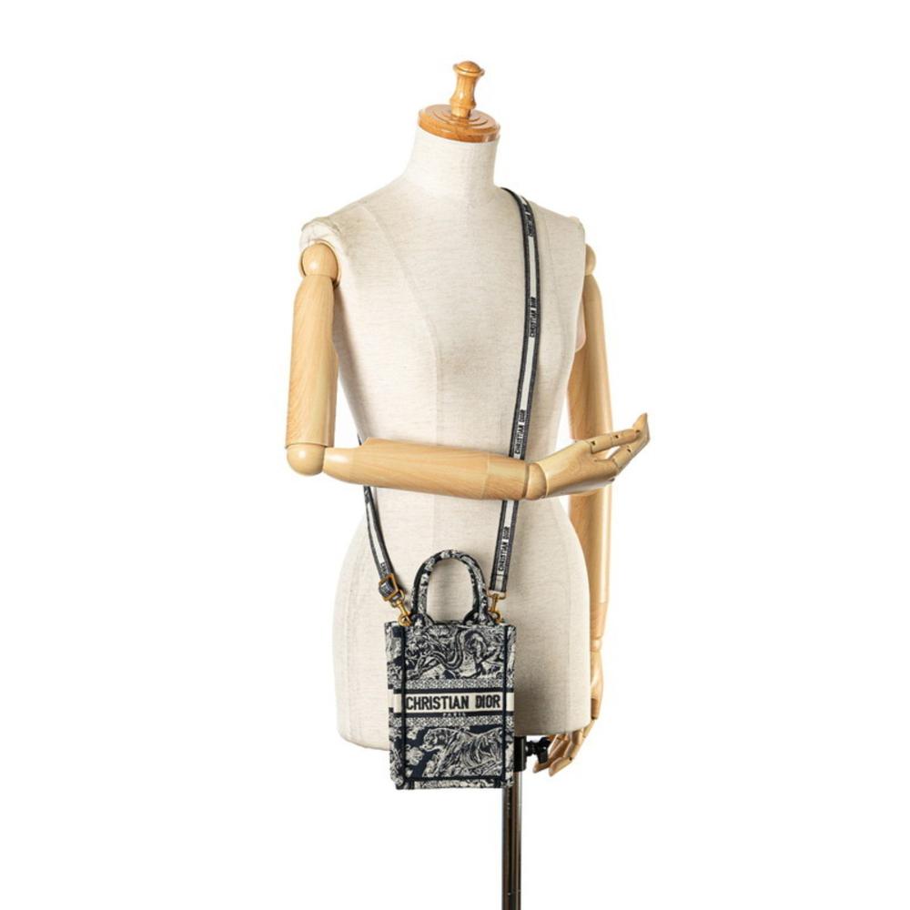 Navy Fabric Dior Shoulder Bag