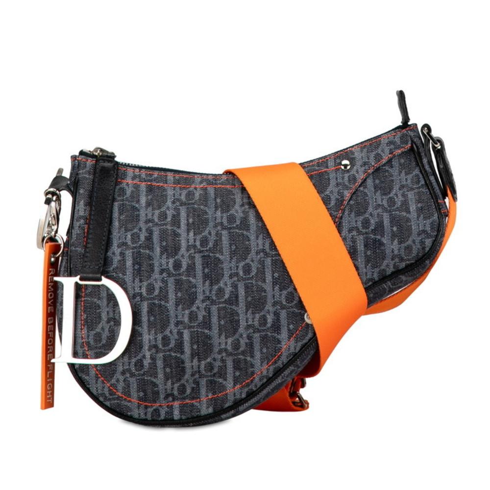 Orange Canvas Dior Saddle Bag