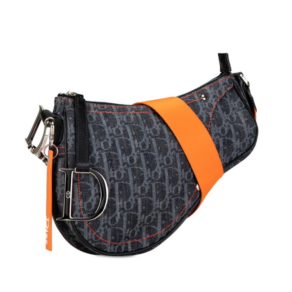 Orange Canvas Dior Saddle Bag