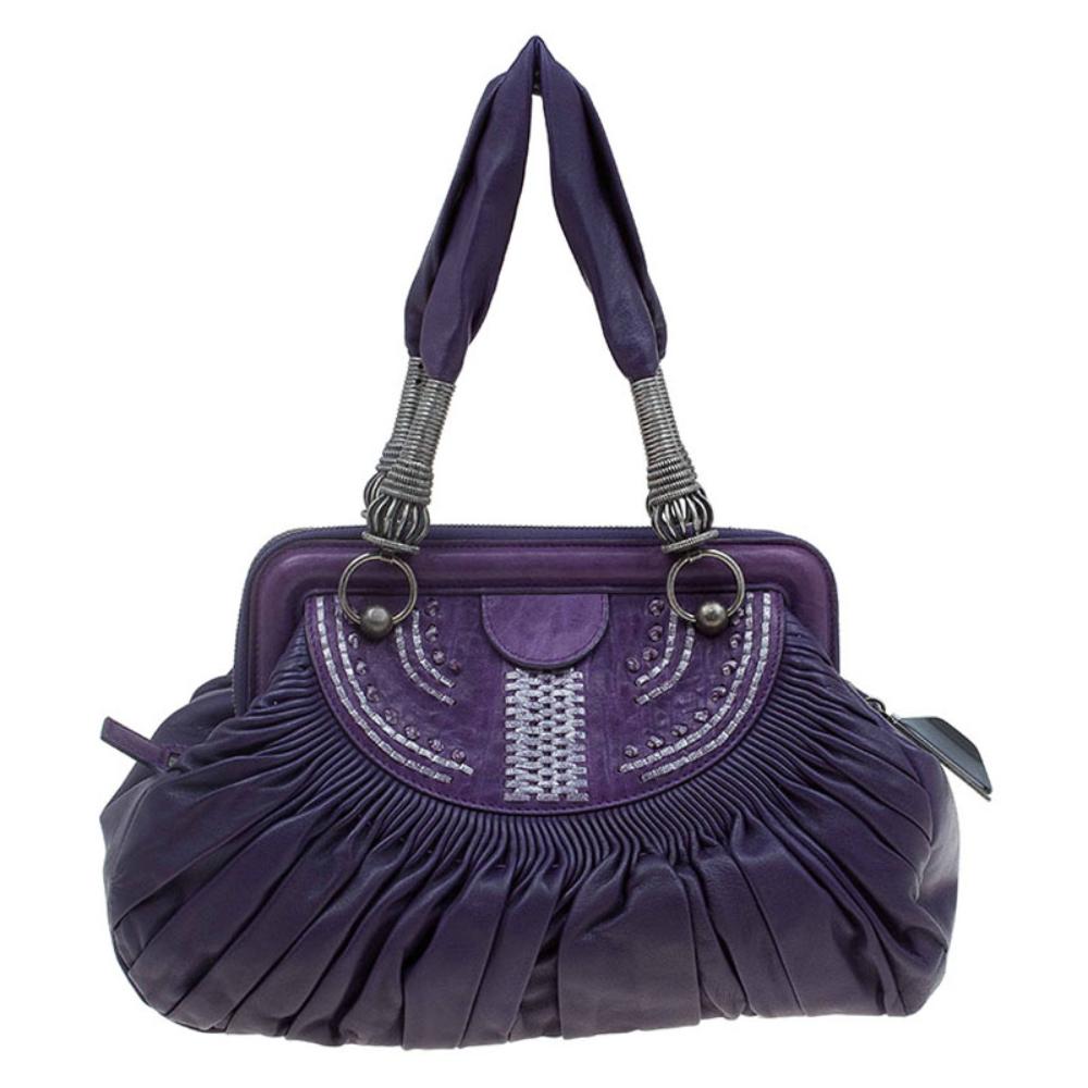 Purple Leather Dior Tote