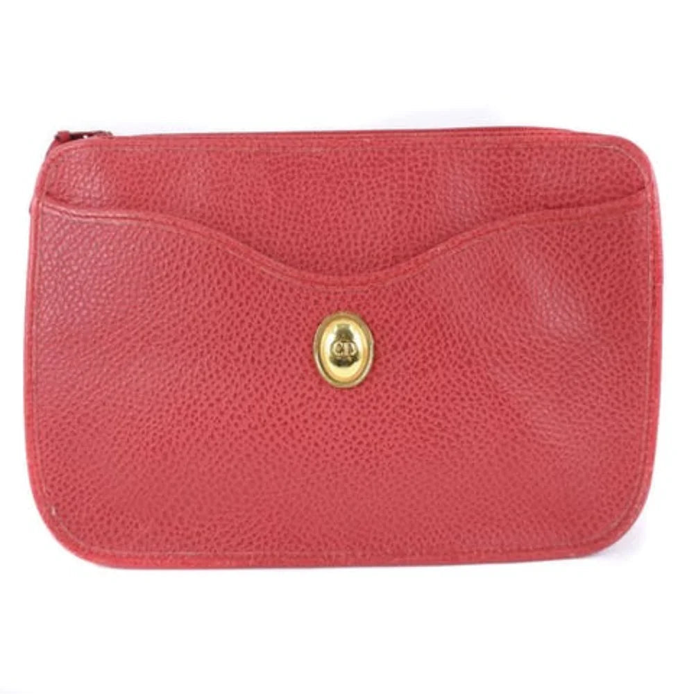 Red Leather Dior Clutch