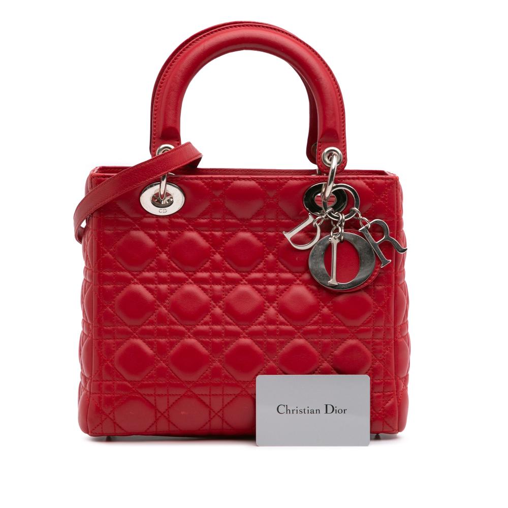Red Leather Dior Lady Dior
