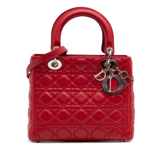 Red Leather Dior Lady Dior