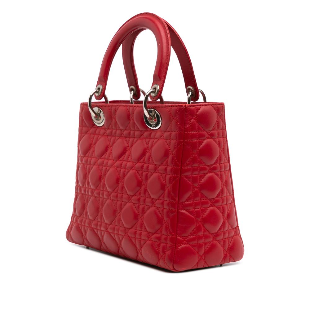 Red Leather Dior Lady Dior
