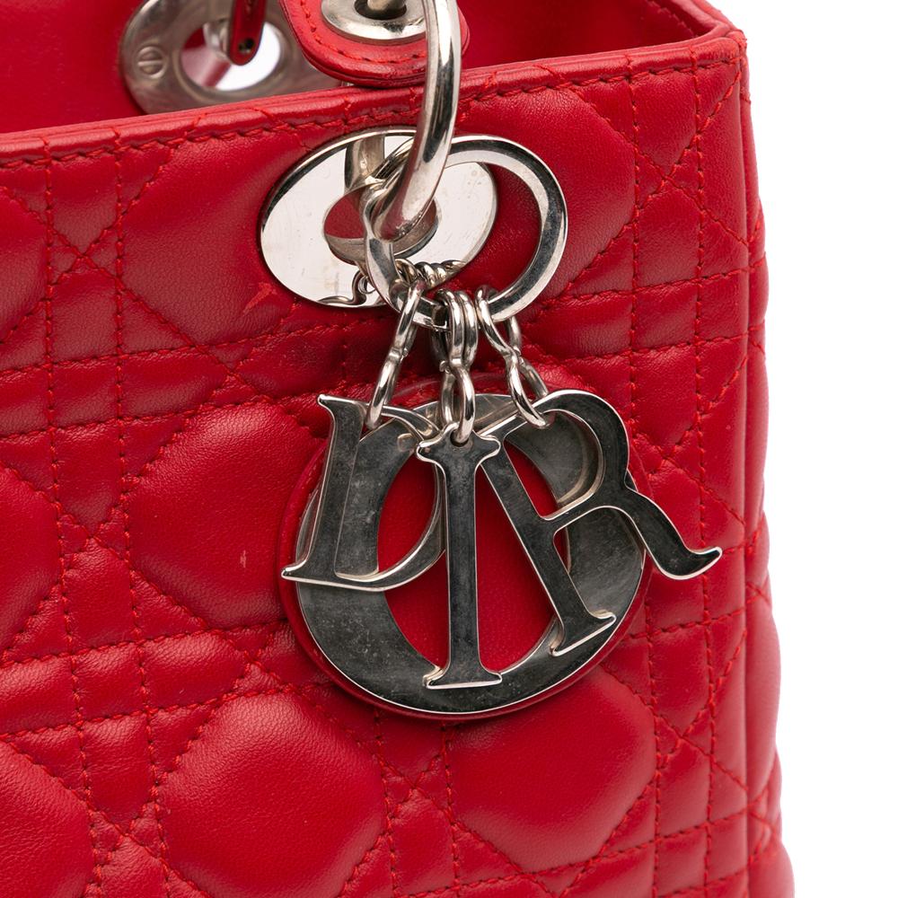 Red Leather Dior Lady Dior