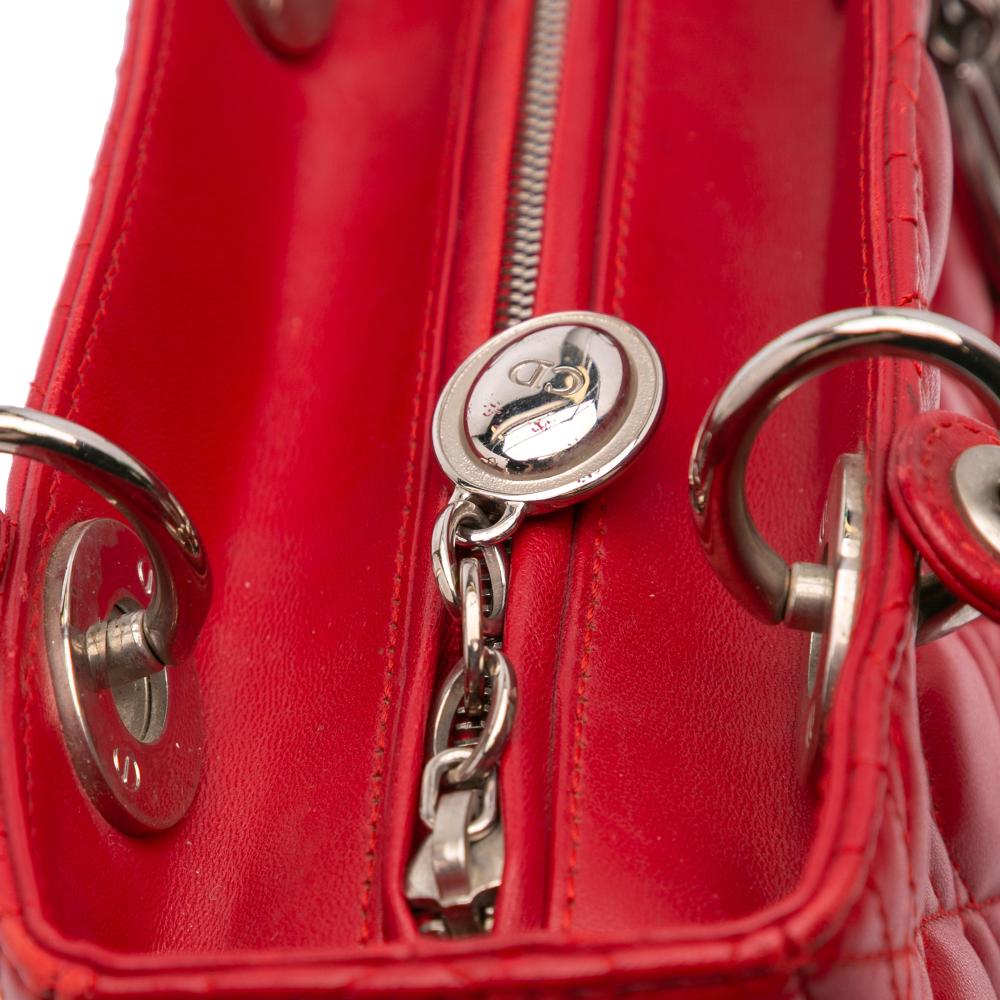 Red Leather Dior Lady Dior