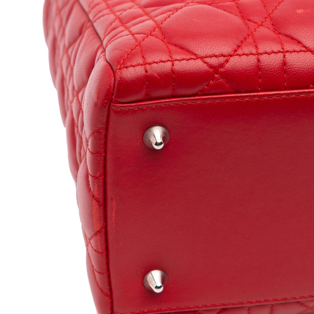 Red Leather Dior Lady Dior