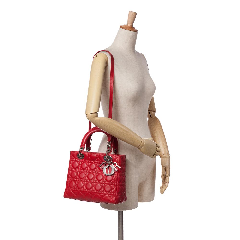 Red Leather Dior Lady Dior