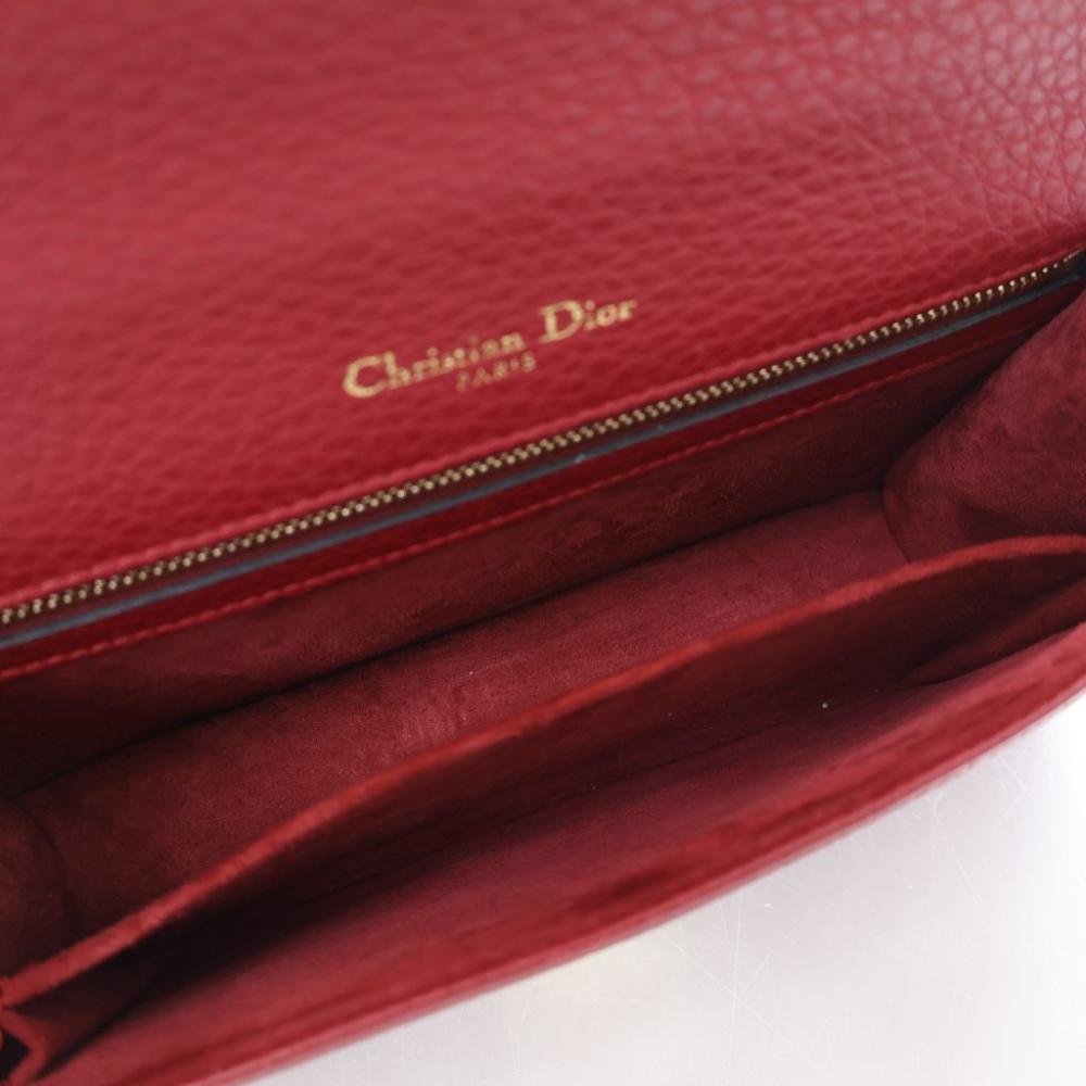 Red Leather Dior Shoulder Bag