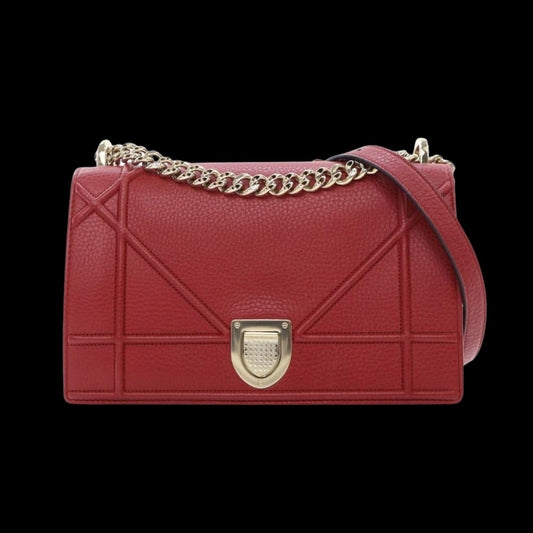 Red Leather Dior Shoulder Bag