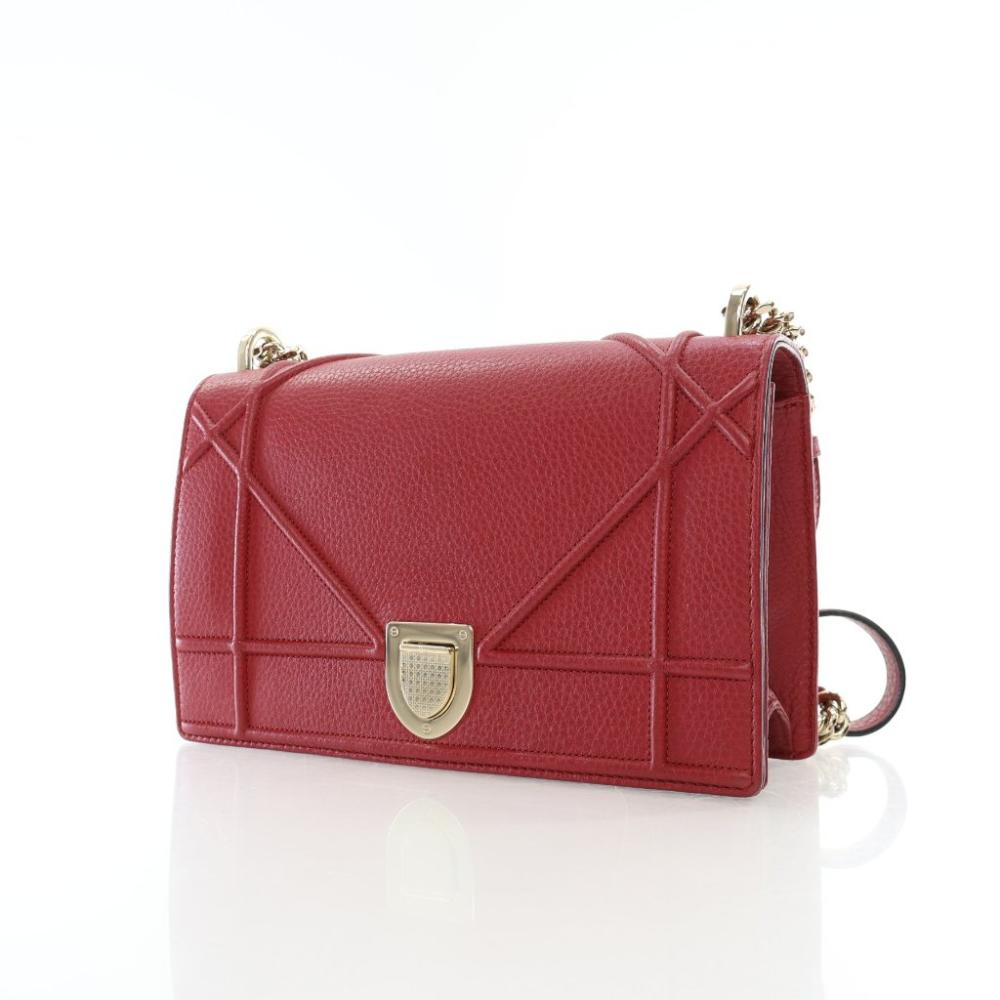 Red Leather Dior Shoulder Bag