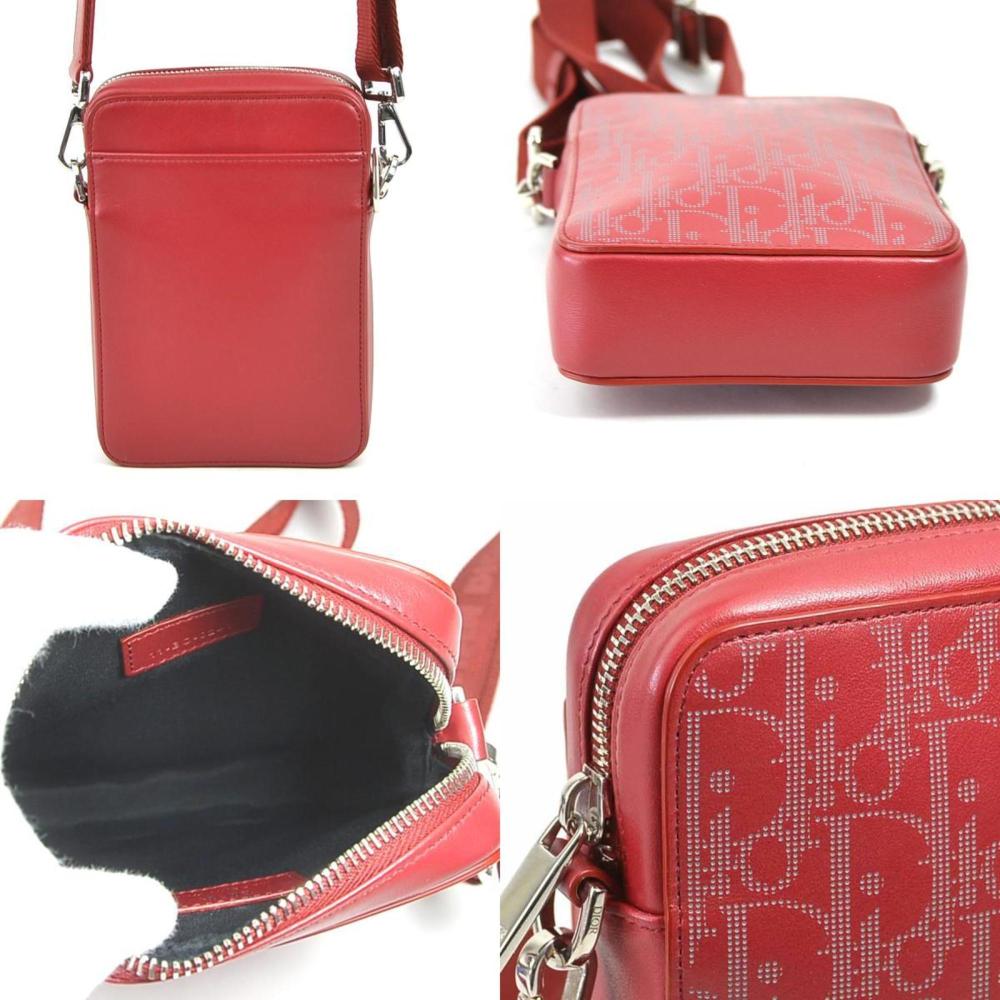 Red Leather Dior Shoulder Bag