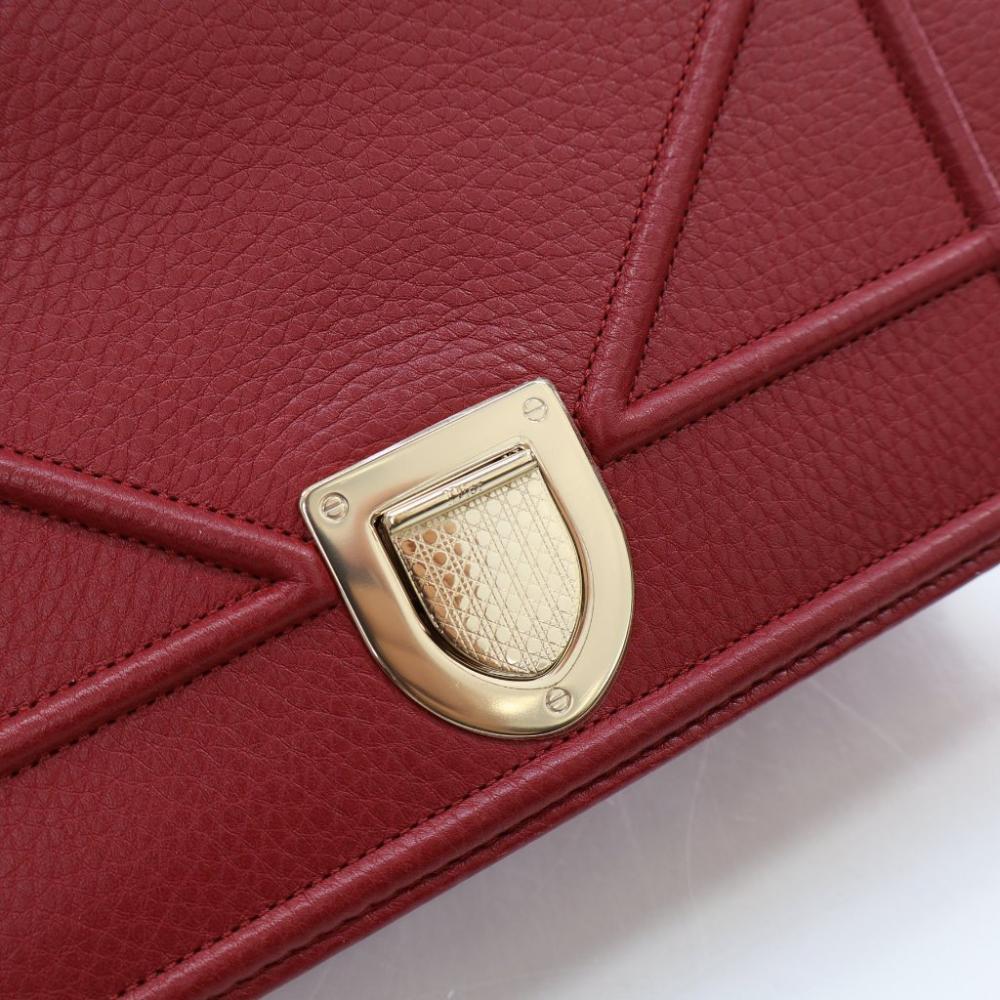 Red Leather Dior Shoulder Bag
