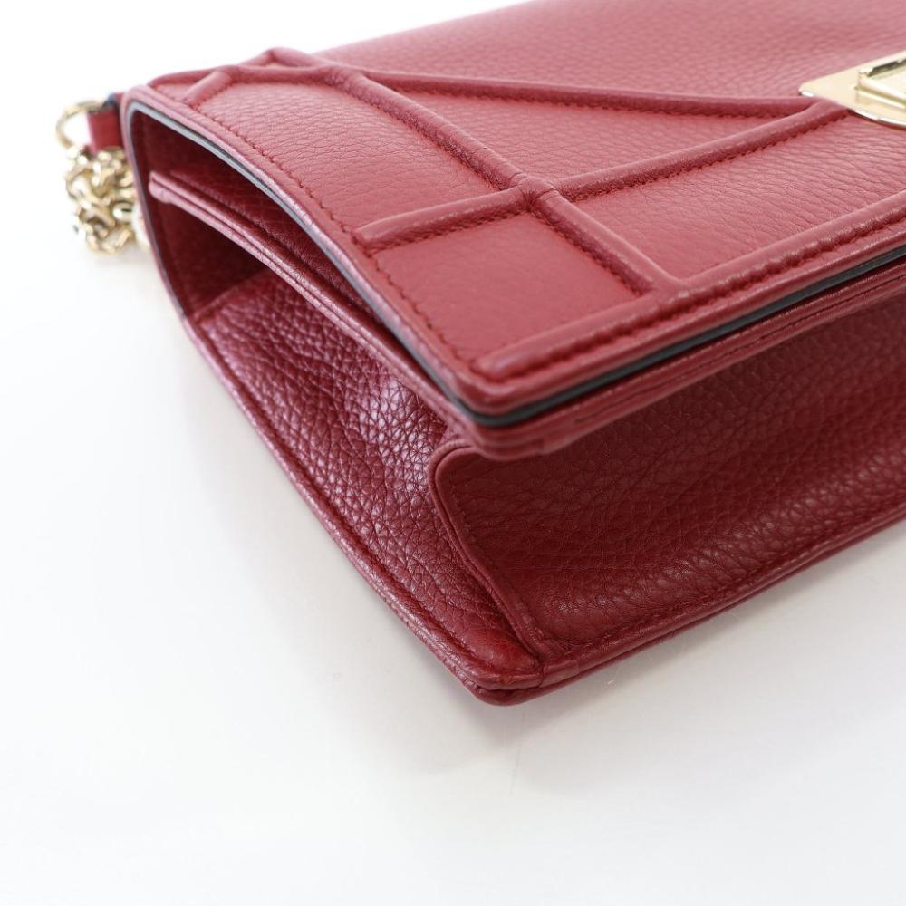 Red Leather Dior Shoulder Bag
