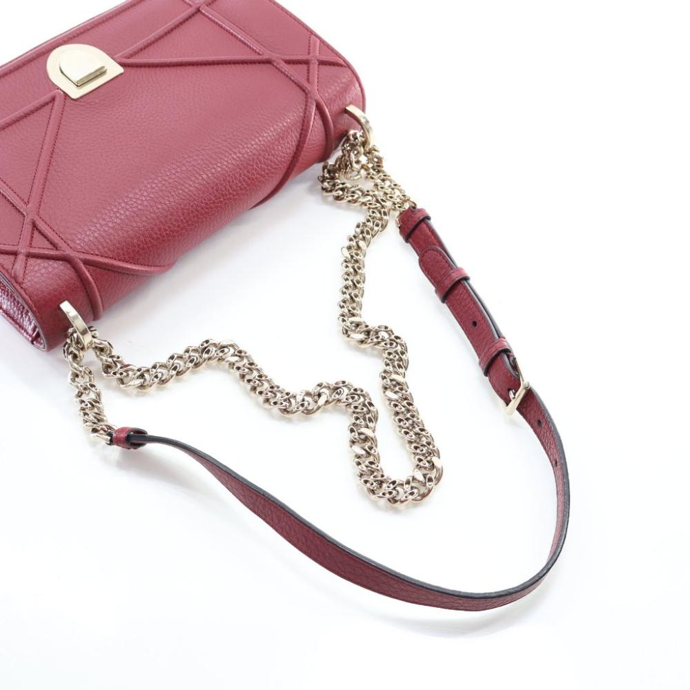 Red Leather Dior Shoulder Bag