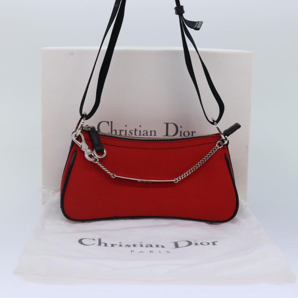 Red Silk Dior Shoulder Bag